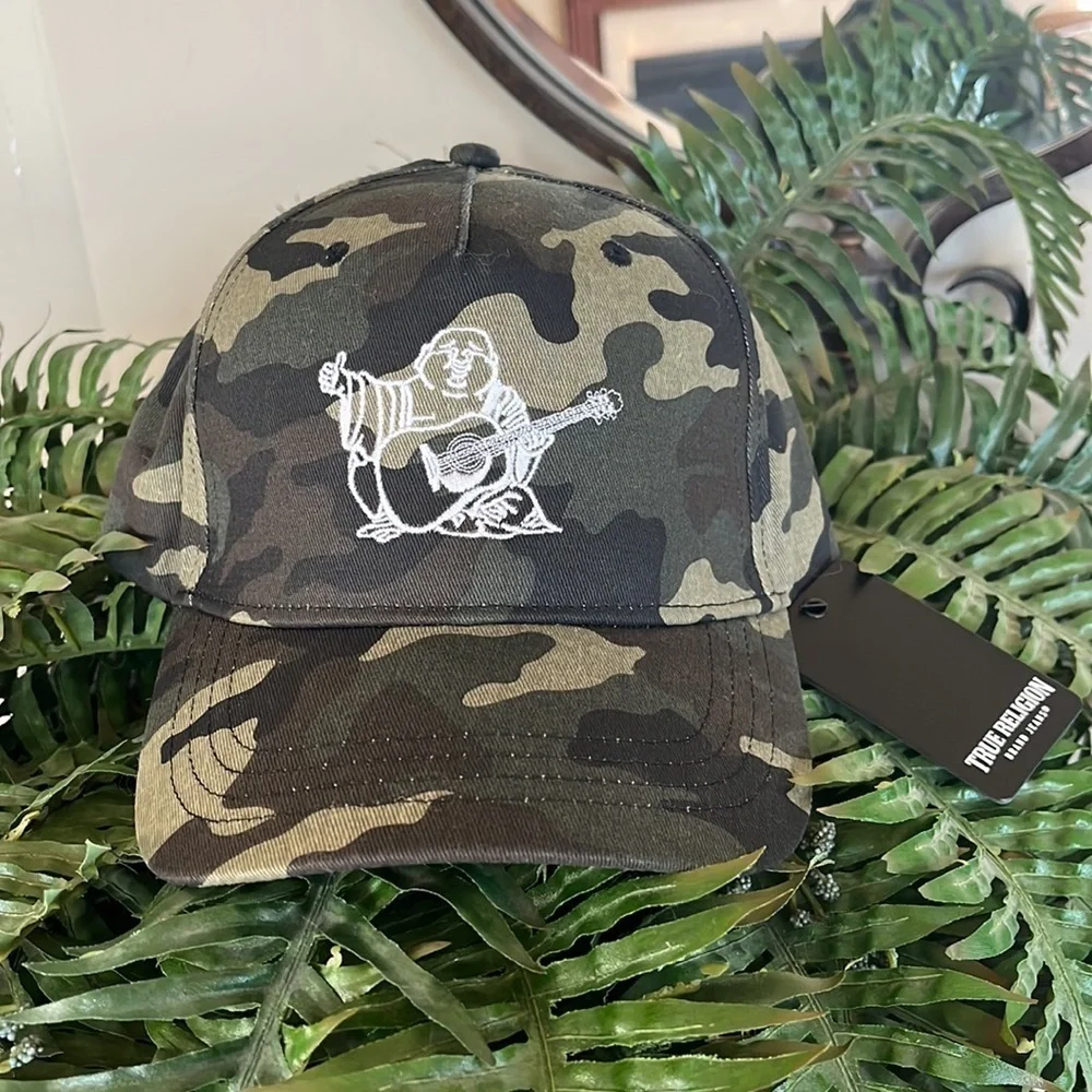 Brand New True Religion Camo Buddha Adjustable Snap Baseball Cap Embroidered Hat